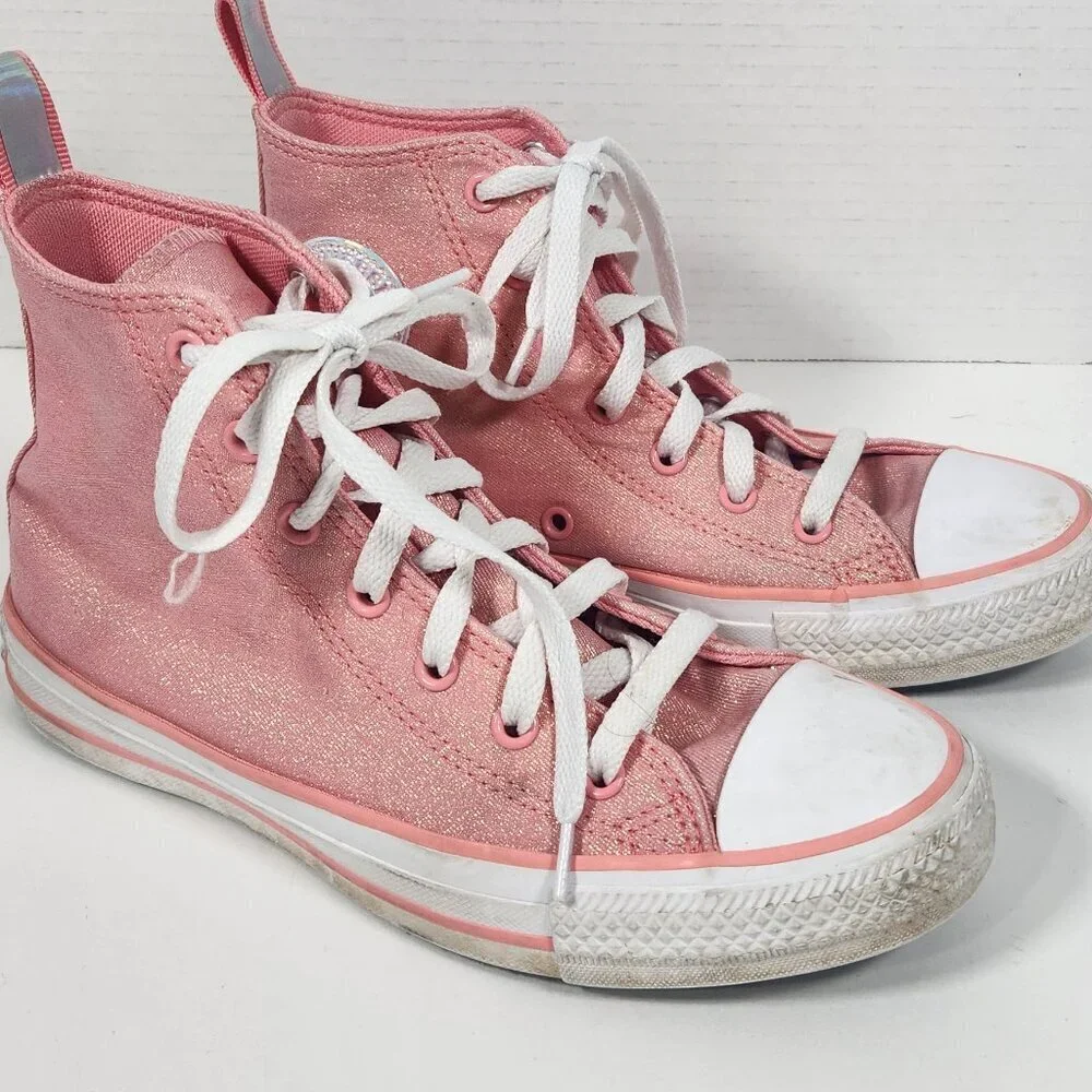 Kids Classic Converse All Stars High Tops … Pink Glittery 4.5